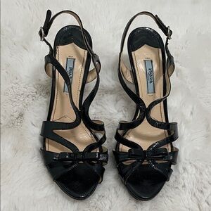 Prada  Patent leather Black Strappy Heels
